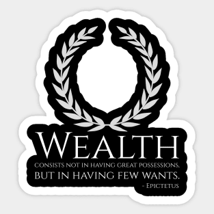 Ancient Greek Philosophy Stoic Epictetus Quote On Wealth Sticker